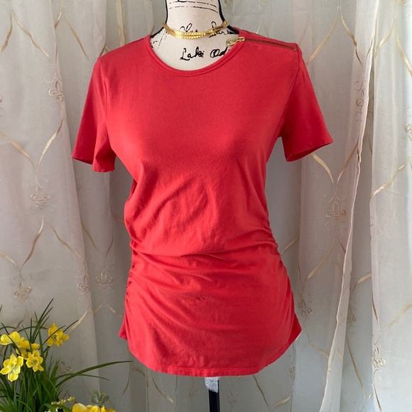 MICHAEL Michael Kors Short Sleeve Zipper Top - Picture 1 of 6